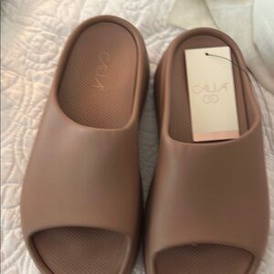 Tan Mules with Minimalist Design
